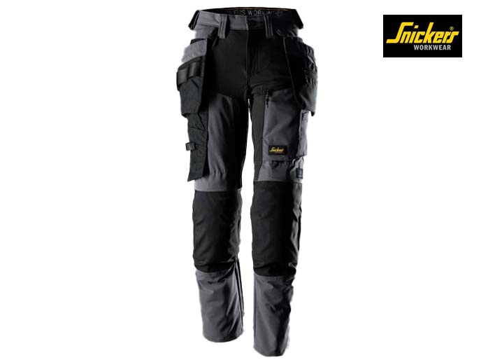 Snickers-6217-AllroundWork Dames Stretch Werkbroek met Afneembare Holsterzakken_5804-Steel Grey:Black-Voorkant