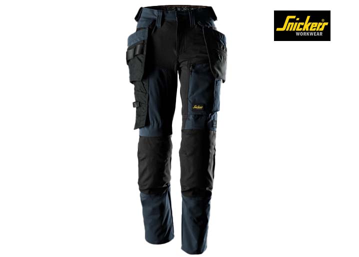 Snickers-6217-AllroundWork Dames Stretch Werkbroek met Afneembare Holsterzakken_9504-Navy:Black-Voorkant