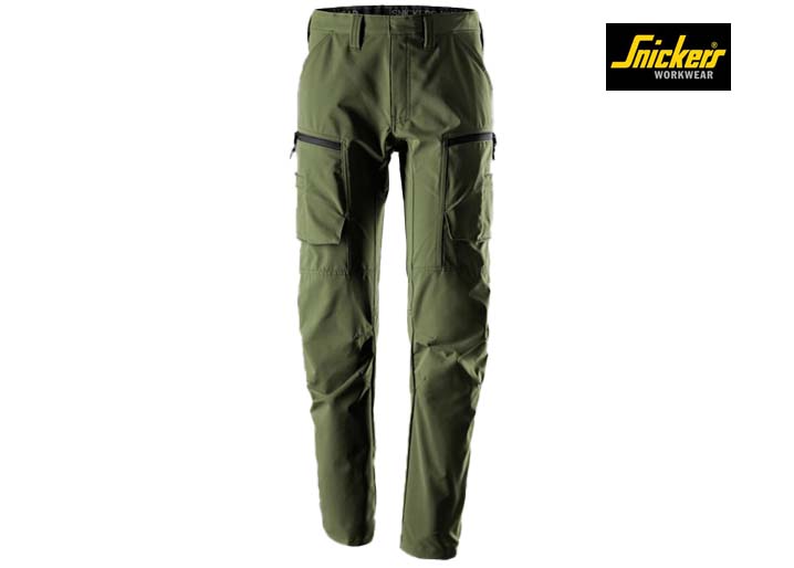Snickers-6410-ServiceWork, Service Stretch Werkbroek_3100-Khaki Green-Voorkant