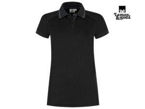 Lemon & Soda-LEM4608-Everywear Accent Polo for her_Black:Dark Grey-Voorkant