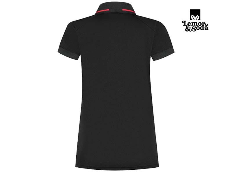 Lemon & Soda-LEM4608-Everywear Accent Polo for her_Black:Red-Achterkant