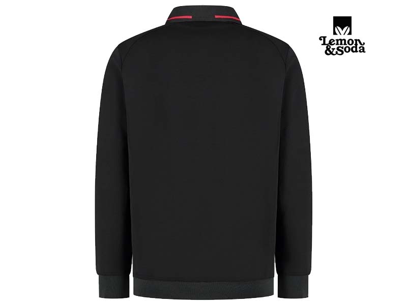 Lemon & Soda-LEM4748-Everywear Accent Polosweater Unisex_Black:Red-Achterkant