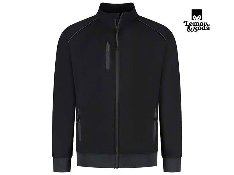 Lemon & Soda-LEM4768-Everywear Accent Cardigan Unisex_Black:Dark Grey-Voorkant