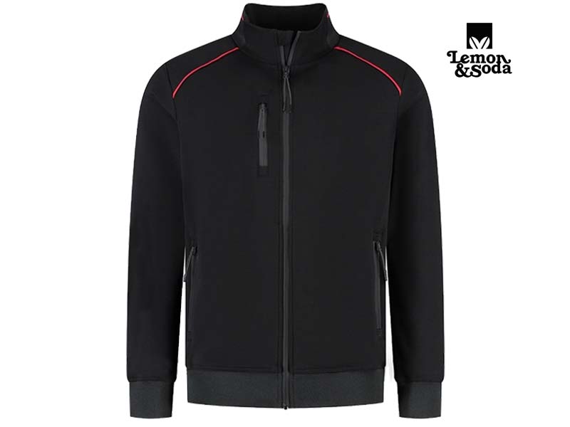 Lemon & Soda-LEM4768-Everywear Accent Cardigan Unisex_Black:Red-Voorkant