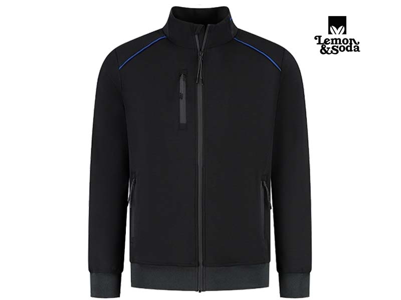 Lemon & Soda-LEM4768-Everywear Accent Cardigan Unisex_Black:Royal Blue-Voorkant