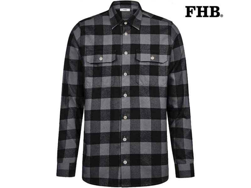 FHB-90522-HORST OVERHEMD_1220 antraciet-zwart-Voorkant