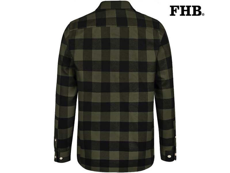 FHB-90522-HORST OVERHEMD_1520 olijf-zwart-Achterkant