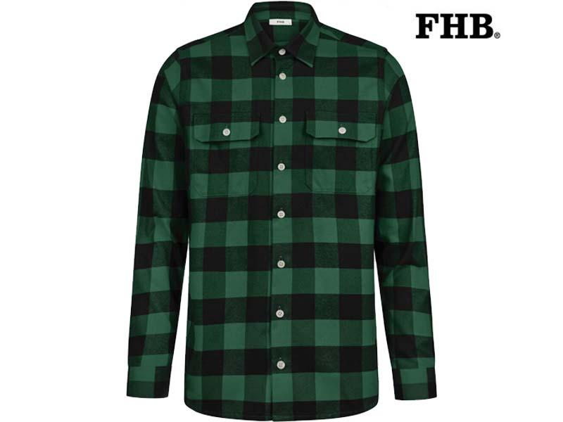 FHB-90522-HORST OVERHEMD_2520 groen-zwart-Voorkant