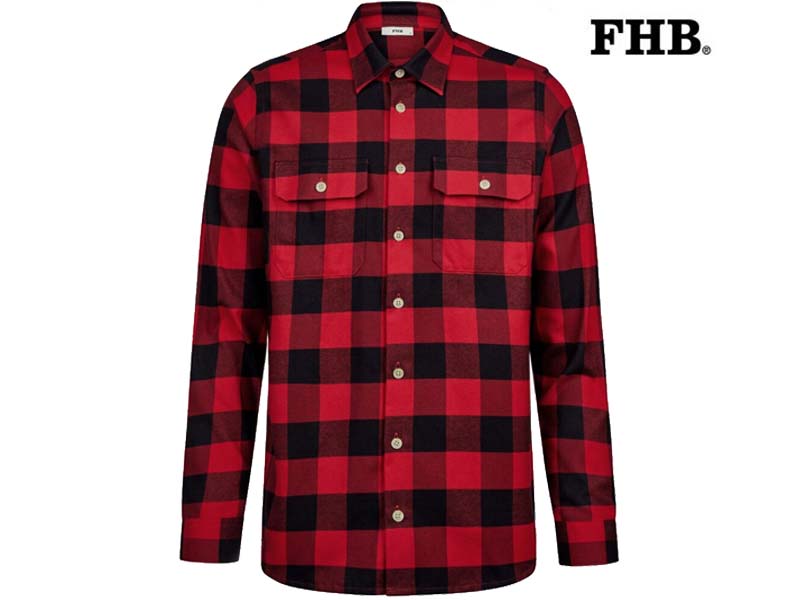 FHB-90522-HORST OVERHEMD_3320 rood-zwart-Voorksnt