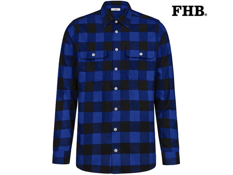 FHB-90522-HORST OVERHEMD_3620 korenblauw-zwart-Voorkant